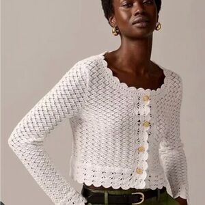 J. Crew White Crochet Cardigan